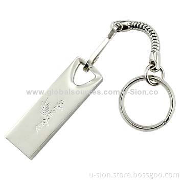 Metal USB Flash Drive with Chain, Supports Plug-and-play Function
